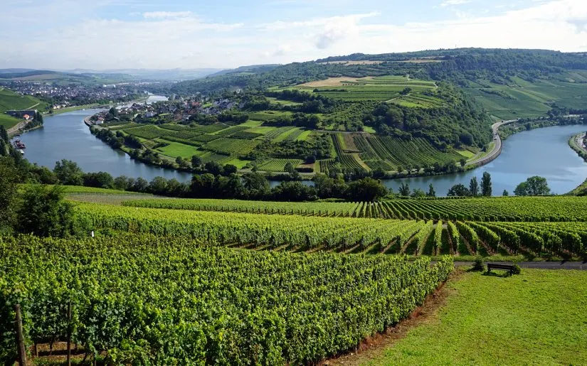 Aussicht auf das Mosell-Tal an der Grenze zwischen Luxemburg und Deutschland