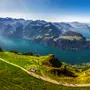 Aussicht auf den Vierwaldstättersee mit Rigi und Pilatus