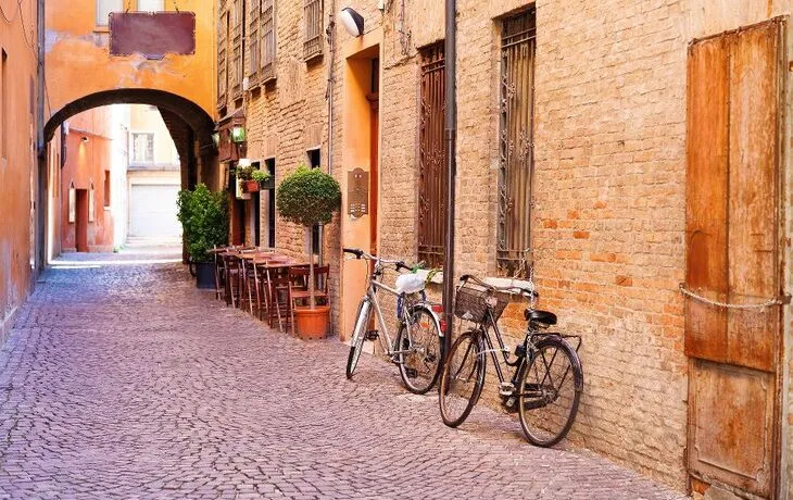 old small stone medieval street in historical center